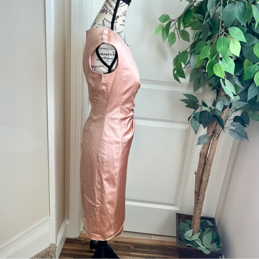 Lauren Ralph Lauren Evening Satin Cap Sleeve Sheath Dress Pink Sz 4 - Picture 8 of 16